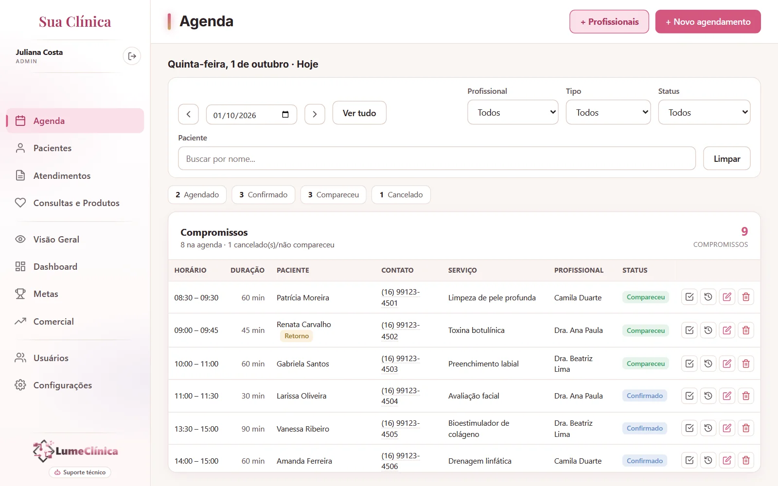 LumeClínica — Agenda